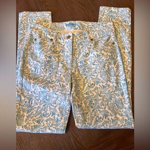 J. McLaughlin Women’s Blue and White Paisley Pattern Skinny Jeans Size 2